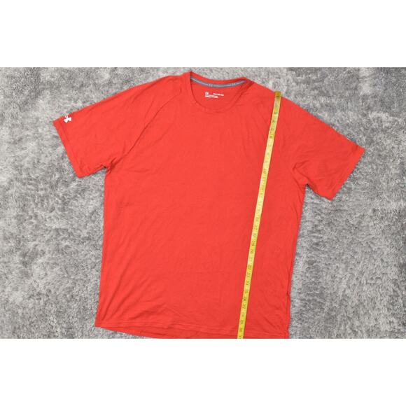Under Armour Red Cotton Blend T-Shirt Men's 2XL Loose Crew Neck Solid - Picture 7 of 7